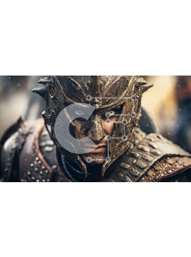 Intra Συλλεκτικό Ξύλινο Παζλ Plywood  4mm - Πολεμιστής με κράνος και σπαθί σε θυελλώδη φόντο Σε Ξύλινο Κουτί - Διαστάσεις Puzzle: 10x10 cm – 25 κομμάτια