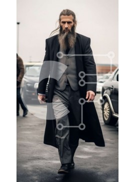 Intra Συλλεκτικό Ξύλινο Παζλ Plywood  4mm - Άνδρας με μακριά γενειάδα που περπατά στο δρόμο με μαύρο καπέλο και παλτό Σε Ξύλινο Κουτί - Διαστάσεις Puzzle: 10x10 cm – 25 κομμάτια