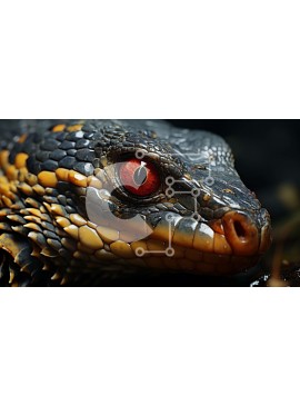 Intra Συλλεκτικό Ξύλινο Παζλ Plywood  4mm - Εκπληκτική κοντινή φωτογραφία μιας σαύρας με κόκκινα μάτια και ζωηρές κλίμακες Σε Ξύλινο Κουτί - Διαστάσεις: 10x10 cm – 25 κομμάτια