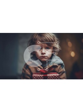 Intra Συλλεκτικό Ξύλινο Παζλ Plywood  4mm - Νεαρό αγόρι με κουκούλα που κρατά το κόκκινο δώρο Σε Ξύλινο Κουτί - Διαστάσεις Puzzle: 10x10 cm – 25 κομμάτια