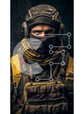 Intra Συλλεκτικό Ξύλινο Παζλ Plywood  4mm - Εικόνα ενός άνδρα με τακτικό εξοπλισμό που κρατά ένα τουφέκι με ένα σκόπευτρο Σε Ξύλινο Κουτί - Διαστάσεις Puzzle: 10x10 cm – 25 κομμάτια