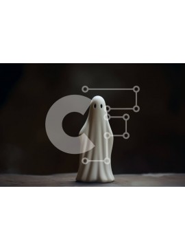 Intra Συλλεκτικό Ξύλινο Παζλ Plywood  4mm - Μικρό λευκό ειδώλιο φάντασμα στην επιφάνεια Σε Ξύλινο Κουτί - Διαστάσεις Puzzle: 10x10 cm – 25 κομμάτια