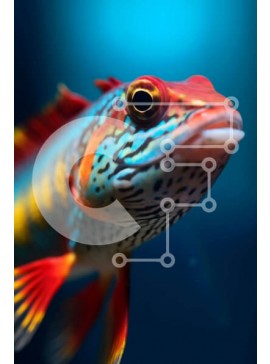 Σετ των 2 Intra Συλλεκτικό Ξύλινο Παζλ Plywood  4mm - Πολύχρωμο ψάρι με μπλε, κόκκινες και κίτρινες ρίγες που κολυμπούν υποβρύχια Σε Ξύλινο Κουτί - Διαστάσεις: 10x10 cm – 25 κομμάτια