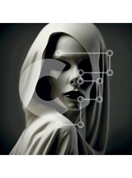 Σετ των 2 Intra Συλλεκτικό Ξύλινο Παζλ Plywood  4mm - Εκπληκτική εικόνα γυναίκας με λευκή ρόμπα με μαύρο μακιγιάζ Σε Ξύλινο Κουτί - Διαστάσεις: 10x10 cm – 25 κομμάτια