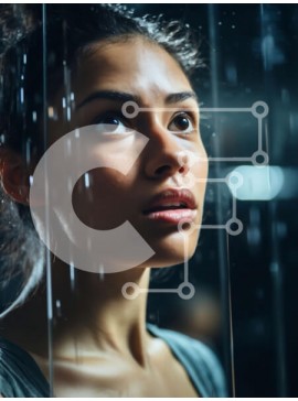 Intra Συλλεκτικό Ξύλινο Παζλ Plywood  4mm - Μυστηριώδες πορτρέτο μιας νεαρής γυναίκας με γκρι μπλουζάκι και μαύρο παντελόνι Σε Ξύλινο Κουτί - Διαστάσεις Puzzle: 10x10 cm – 25 κομμάτια