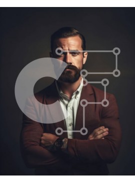 Intra Συλλεκτικό Ξύλινο Παζλ Plywood  4mm - Σοβαρός άνδρας με κόκκινο σακάκι και λευκό πουκάμισο κοιτάζοντας την κάμερα Σε Ξύλινο Κουτί - Διαστάσεις Puzzle: 10x10 cm – 25 κομμάτια