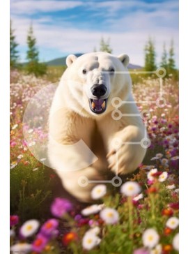 Σετ των 2 Intra Συλλεκτικό Ξύλινο Παζλ Plywood  4mm - Όμορφη εικόνα μιας πολικής αρκούδας σε ένα χωράφι με αγριολούλουδα Σε Ξύλινο Κουτί - Διαστάσεις: 10x10 cm – 25 κομμάτια