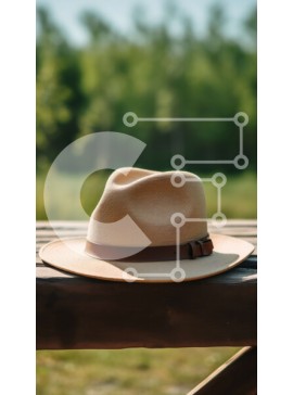 Σετ των 2 Intra Συλλεκτικό Ξύλινο Παζλ Plywood  4mm - Μπεζ καπέλο σε ξύλινο τραπέζι πικνίκ στο πράσινο δάσος Σε Ξύλινο Κουτί - Διαστάσεις: 10x10 cm – 25 κομμάτια