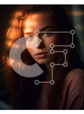 Intra Συλλεκτικό Ξύλινο Παζλ Plywood  4mm - Σοβαρό πορτρέτο μιας νεαρής γυναίκας με σγουρά κόκκινα μαλλιά Σε Ξύλινο Κουτί - Διαστάσεις Puzzle: 10x10 cm – 25 κομμάτια