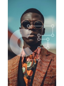 Intra Συλλεκτικό Ξύλινο Παζλ Plywood  4mm - Άνδρας με κομψό κοστούμι και γυαλιά ηλίου Σε Ξύλινο Κουτί - Διαστάσεις Puzzle: 10x10 cm – 25 κομμάτια