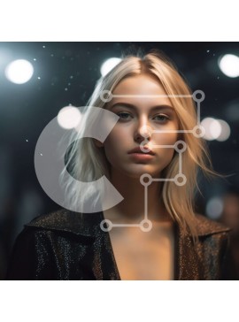 Intra Συλλεκτικό Ξύλινο Παζλ Plywood  4mm - Σοβαρή ξανθιά γυναίκα με μαύρο δερμάτινο μπουφάν που στέκεται μπροστά από το έντονο φως - Φωτογραφία Αρχείου Σε Ξύλινο Κουτί - Διαστάσεις Puzzle: 10x10 cm – 25 κομμάτια