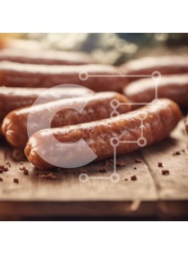 Σετ των 2 Intra Συλλεκτικό Ξύλινο Παζλ Plywood  4mm - Νόστιμα λουκάνικα σε ένα ξύλινο τραπέζι Σε Ξύλινο Κουτί - Διαστάσεις: 10x10 cm – 25 κομμάτια