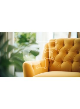 Intra Συλλεκτικό Ξύλινο Παζλ Plywood  4mm - Κίτρινη πολυθρόνα με ξύλινο σκελετό και μαξιλαράκι Σε Ξύλινο Κουτί - Διαστάσεις Puzzle: 10x10 cm – 25 κομμάτια