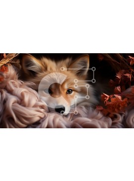 Σετ των 2 Intra Συλλεκτικό Ξύλινο Παζλ Plywood  4mm - Κόκκινη αλεπού ξαπλωμένη στο κρεβάτι με φύλλα και λουλούδια Σε Ξύλινο Κουτί - Διαστάσεις: 10x10 cm – 25 κομμάτια