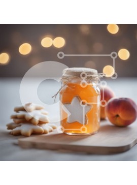 Σετ των 2 Intra Συλλεκτικό Ξύλινο Παζλ Plywood  4mm - Βάζο με μαρμελάδα ροδάκινο με μπισκότα και φρούτα σε ξύλινο ξύλο κοπής Σε Ξύλινο Κουτί - Διαστάσεις: 10x10 cm – 25 κομμάτια