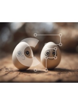 Intra Συλλεκτικό Ξύλινο Παζλ Plywood  4mm - Αυγά χαμογελαστά και συνοφρυωμένα Σε Ξύλινο Κουτί - Διαστάσεις Puzzle: 10x10 cm – 25 κομμάτια