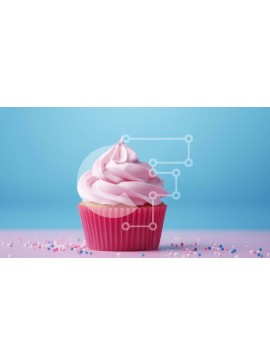 Σετ των 2 Intra Συλλεκτικό Ξύλινο Παζλ Plywood  4mm - Ροζ Cupcake με Λευκό Πάγωμα και Πασπαλίζει σε Μπλε Επιφάνεια Σε Ξύλινο Κουτί - Διαστάσεις: 10x10 cm – 25 κομμάτια