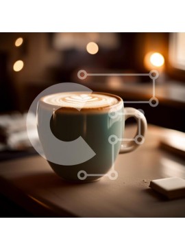 Σετ των 2 Intra Συλλεκτικό Ξύλινο Παζλ Plywood  4mm - Κομψό μπλε φλιτζάνι καφέ με Latte Art Design Σε Ξύλινο Κουτί - Διαστάσεις: 10x10 cm – 25 κομμάτια