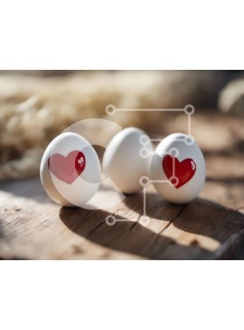 Intra Συλλεκτικό Ξύλινο Παζλ Plywood  4mm - Τρία αυγά ζωγραφισμένα στην καρδιά σε ξύλινη επιφάνεια Σε Ξύλινο Κουτί - Διαστάσεις Puzzle: 10x10 cm – 25 κομμάτια