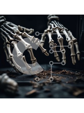 Intra Συλλεκτικό Ξύλινο Παζλ Plywood  4mm - Τρομακτική εικόνα των χεριών σκελετού σε αποσύνθεση που απλώνουν από το έδαφος Σε Ξύλινο Κουτί - Διαστάσεις Puzzle: 10x10 cm – 25 κομμάτια