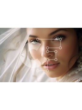 Intra Συλλεκτικό Ξύλινο Παζλ Plywood  4mm - Πανέμορφη νύφη με λευκό φόρεμα και πέπλο κοιτάζοντας την κάμερα Σε Ξύλινο Κουτί - Διαστάσεις Puzzle: 10x10 cm – 25 κομμάτια