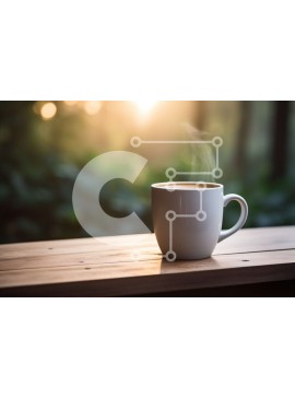 Σετ των 2 Intra Συλλεκτικό Ξύλινο Παζλ Plywood  4mm - Ζεστή εικόνα μιας κούπας καφέ με θέα στο δάσος Σε Ξύλινο Κουτί - Διαστάσεις: 10x10 cm – 25 κομμάτια