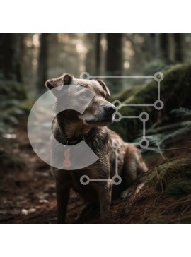 Intra Συλλεκτικό Ξύλινο Παζλ Plywood  4mm - Σοβαρό καφέ σκυλί σε μια ειρηνική σκηνή του δάσους Σε Ξύλινο Κουτί - Διαστάσεις: 10x10 cm – 25 κομμάτια