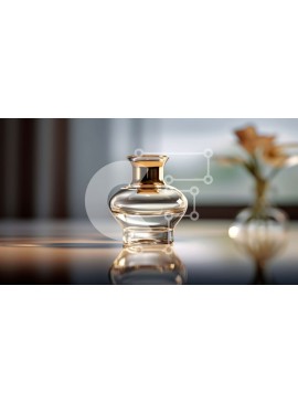 Σετ των 2 Intra Συλλεκτικό Ξύλινο Παζλ Plywood  4mm - Όμορφη εικόνα του χρυσού υγρού σε ένα κομψό γυάλινο μπουκάλι σε ένα ξύλινο τραπέζι μπροστά από ένα παράθυρο κήπου Σε Ξύλινο Κουτί - Διαστάσεις: 10x10 cm – 25 κομμάτια