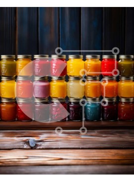 Σετ των 2 Intra Συλλεκτικό Ξύλινο Παζλ Plywood  4mm - Νόστιμη ποικιλία από μαρμελάδες και ζελέ σε βάζα Mason Σε Ξύλινο Κουτί - Διαστάσεις: 10x10 cm – 25 κομμάτια