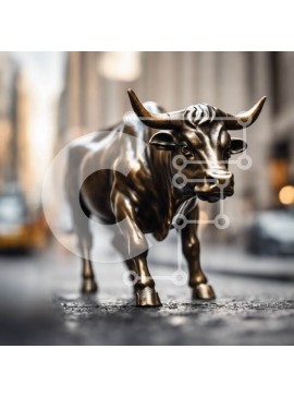 Intra Συλλεκτικό Ξύλινο Παζλ Plywood  4mm - Χάλκινο άγαλμα ταύρου στην οδό της πόλης Σε Ξύλινο Κουτί - Διαστάσεις Puzzle: 10x10 cm – 25 κομμάτια