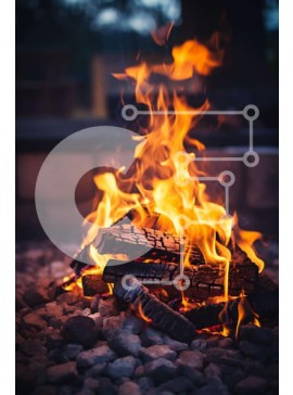 Σετ των 2 Intra Συλλεκτικό Ξύλινο Παζλ Plywood  4mm - Άνετο και ζεστό: Κοντινή όψη ενός λάκκου πυρκαγιάς Σε Ξύλινο Κουτί - Διαστάσεις: 10x10 cm – 25 κομμάτια