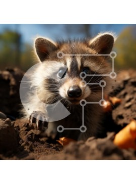 Intra Συλλεκτικό Ξύλινο Παζλ Plywood  4mm - Αξιολάτρευτο ρακούν που κρυφοκοιτάζει από την τρύπα στο έδαφος Σε Ξύλινο Κουτί - Διαστάσεις: 10x10 cm – 25 κομμάτια