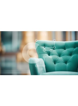 Intra Συλλεκτικό Ξύλινο Παζλ Plywood  4mm - Πράσινη πολυθρόνα με φουντωτή πλάτη και ξύλινα πόδια σε κομψό δωμάτιο Σε Ξύλινο Κουτί - Διαστάσεις Puzzle: 10x10 cm – 25 κομμάτια