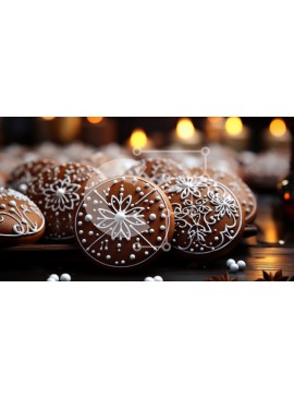 Σετ των 2 Intra Συλλεκτικό Ξύλινο Παζλ Plywood  4mm - Νόστιμα μπισκότα μελόψωμο σε ένα ξύλινο τραπέζι Σε Ξύλινο Κουτί - Διαστάσεις: 10x10 cm – 25 κομμάτια