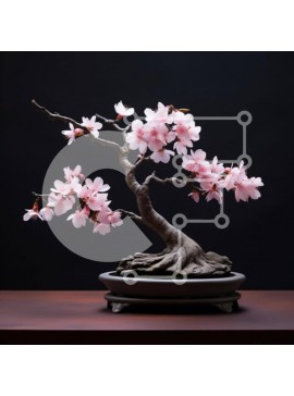 Intra Συλλεκτικό Ξύλινο Παζλ Plywood  4mm - Δέντρο μπονσάι με ροζ άνθη σε μια κομψά σχεδιασμένη γλάστρα Σε Ξύλινο Κουτί - Διαστάσεις: 10x10 cm – 25 κομμάτια