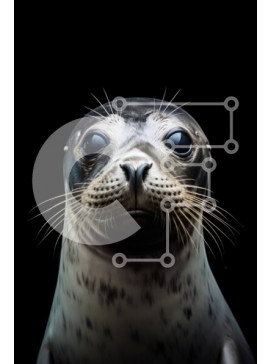 Σετ των 2 Intra Συλλεκτικό Ξύλινο Παζλ Plywood  4mm - Εκπληκτική κοντινή εικόνα του προσώπου μιας φώκιας σε μαύρο φόντο Σε Ξύλινο Κουτί - Διαστάσεις: 10x10 cm – 25 κομμάτια