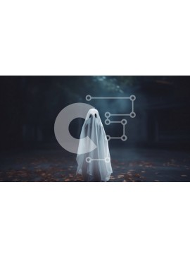 Intra Συλλεκτικό Ξύλινο Παζλ Plywood  4mm - Φάντασμα στα λευκά που στέκεται σε εξωτερικούς χώρους τη νύχτα Σε Ξύλινο Κουτί - Διαστάσεις Puzzle: 10x10 cm – 25 κομμάτια
