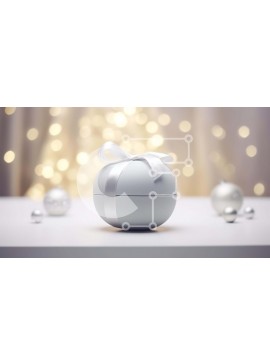 Intra Συλλεκτικό Ξύλινο Παζλ Plywood  4mm - Λευκό αυγό με κορδέλα και ασημένιες μπάλες στο διακοσμημένο τραπέζι Σε Ξύλινο Κουτί - Διαστάσεις Puzzle: 10x10 cm – 25 κομμάτια