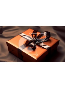 Intra Συλλεκτικό Ξύλινο Παζλ Plywood  4mm - Πορτοκαλί κουτί δώρου με μαύρη κορδέλα και φιόγκο Σε Ξύλινο Κουτί - Διαστάσεις Puzzle: 10x10 cm – 25 κομμάτια