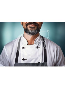 Intra Συλλεκτικό Ξύλινο Παζλ Plywood  4mm - Χαμογελαστός σεφ με γένια με κεντημένο μπουφάν και καπέλο σεφ Σε Ξύλινο Κουτί - Διαστάσεις Puzzle: 10x10 cm – 25 κομμάτια