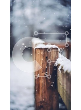 Σετ των 2 Intra Συλλεκτικό Ξύλινο Παζλ Plywood  4mm - Χιονισμένος ξύλινος φράχτης το χειμώνα Σε Ξύλινο Κουτί - Διαστάσεις: 10x10 cm – 25 κομμάτια