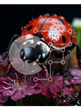 Intra Συλλεκτικό Ξύλινο Παζλ Plywood  4mm - Εκπληκτική μακρο λήψη μιας πασχαλίτσας σε ένα ροζ λουλούδι με σταγονίδια νερού Σε Ξύλινο Κουτί - Διαστάσεις: 10x10 cm – 25 κομμάτια