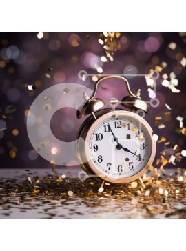 Intra Συλλεκτικό Ξύλινο Παζλ Plywood  4mm - Πρωτοχρονιάτικο πάρτι με Ξυπνητήρι και κομφετί Σε Ξύλινο Κουτί - Διαστάσεις Puzzle: 10x10 cm – 25 κομμάτια