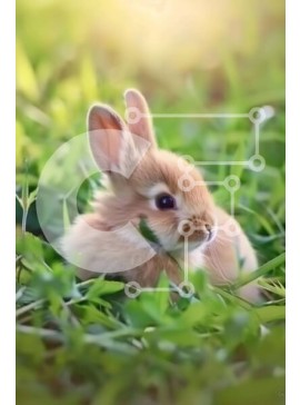 Σετ των 2 Intra Συλλεκτικό Ξύλινο Παζλ Plywood  4mm - Χαριτωμένο καφέ λαγουδάκι στο γρασίδι Σε Ξύλινο Κουτί - Διαστάσεις: 10x10 cm – 25 κομμάτια