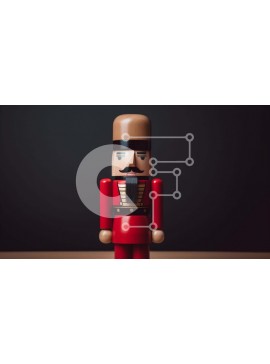 Intra Συλλεκτικό Ξύλινο Παζλ Plywood  4mm - Ξύλινη φιγούρα Καρυοθραύστη σε Κόκκινο και Μαύρο Ενδυμασία με Μουστάκι και Σκούρα Μαλλιά Σε Ξύλινο Κουτί - Διαστάσεις Puzzle: 10x10 cm – 25 κομμάτια