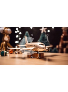 Intra Συλλεκτικό Ξύλινο Παζλ Plywood  4mm - Εορταστικό χριστουγεννιάτικο στολίδι με μοντέλο αεροπλάνου στο τραπέζι Σε Ξύλινο Κουτί - Διαστάσεις Puzzle: 10x10 cm – 25 κομμάτια