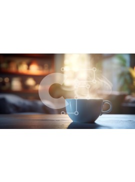 Σετ των 2 Intra Συλλεκτικό Ξύλινο Παζλ Plywood  4mm - Λευκό φλιτζάνι καφέ με ατμό σε ξύλινο τραπέζι Σε Ξύλινο Κουτί - Διαστάσεις: 10x10 cm – 25 κομμάτια