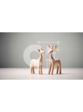 Intra Συλλεκτικό Ξύλινο Παζλ Plywood  4mm - Ξύλινα ειδώλια ελαφιών σε λευκό φόντο Σε Ξύλινο Κουτί - Διαστάσεις: 10x10 cm – 25 κομμάτια