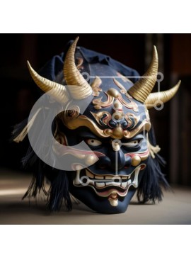 Intra Συλλεκτικό Ξύλινο Παζλ Plywood  4mm - Μαύρη και χρυσή μάσκα με κέρατα Σε Ξύλινο Κουτί - Διαστάσεις Puzzle: 10x10 cm – 25 κομμάτια