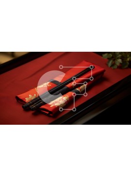 Σετ των 2 Intra Συλλεκτικό Ξύλινο Παζλ Plywood  4mm - Κόκκινα ξυλάκια σε ύφασμα ανατολίτικης έμπνευσης Σε Ξύλινο Κουτί - Διαστάσεις: 10x10 cm – 25 κομμάτια